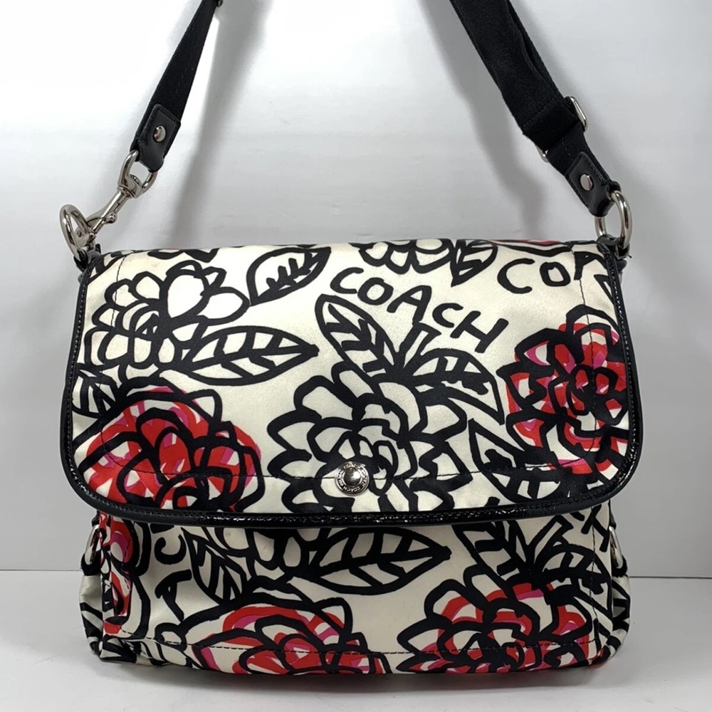 Coach Floral Print Women's Bag - Black and Red